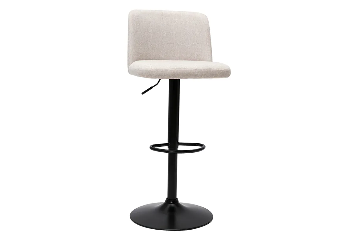 Tabourets de bar réglables en tissu effet velours texturé beige et métal noir (lot de 2) MONTI