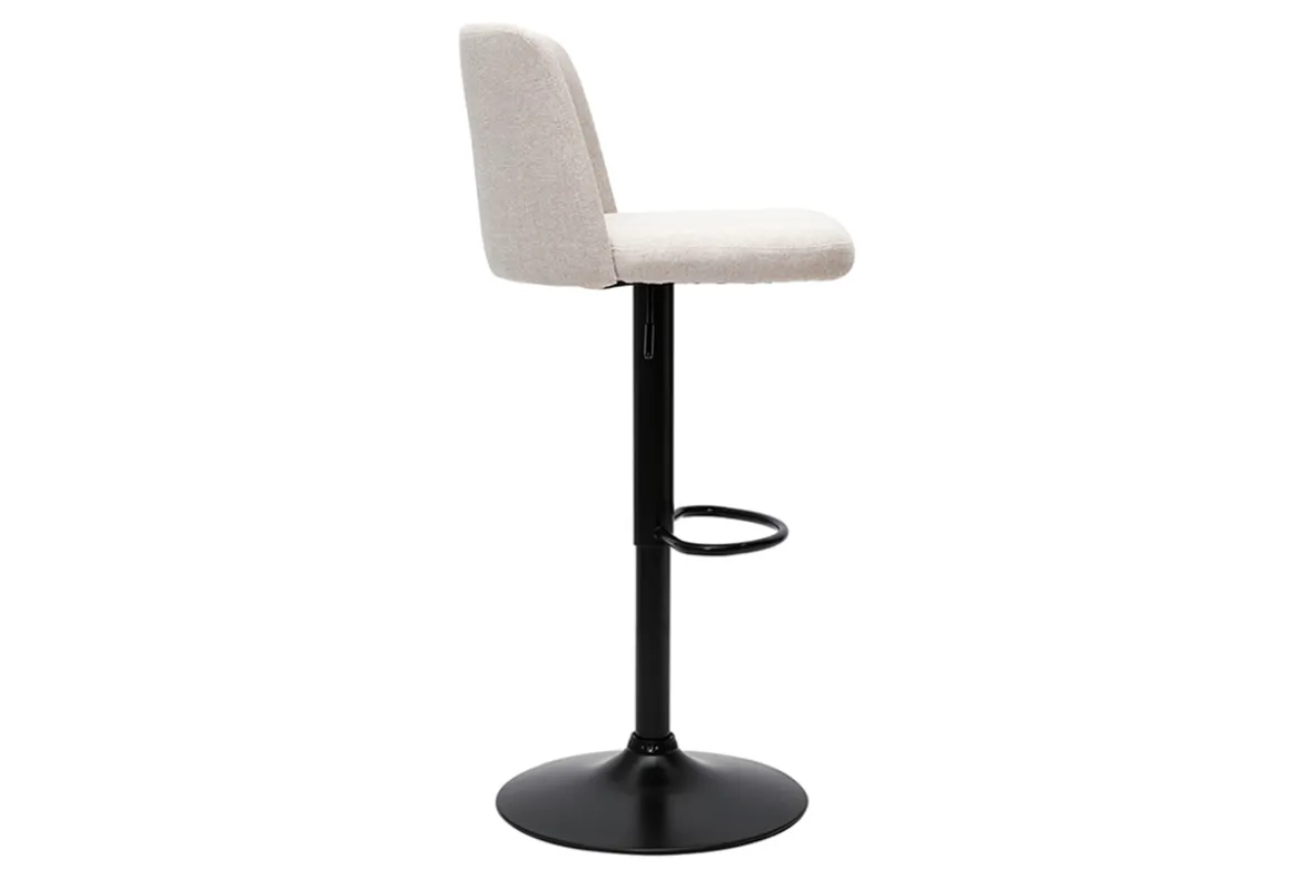Tabourets de bar réglables en tissu effet velours texturé beige et métal noir (lot de 2) MONTI