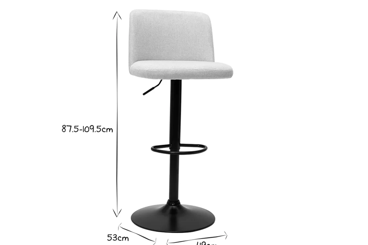 Tabourets de bar réglables en tissu effet velours texturé beige et métal noir (lot de 2) MONTI