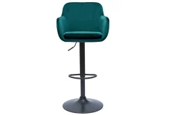 Tabourets de bar réglables en tissu velours bleu pétrole et métal noir (lot de 2) AMIKA