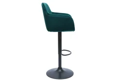 Tabourets de bar réglables en tissu velours bleu pétrole et métal noir (lot de 2) AMIKA