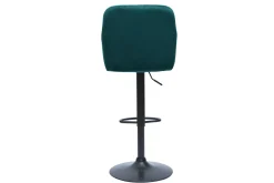 Tabourets de bar réglables en tissu velours bleu pétrole et métal noir (lot de 2) AMIKA