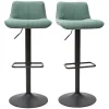 Tabourets de bar réglables en tissu effet velours texturé vert céladon et métal (lot de 2) BOOST