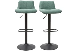 Tabourets de bar réglables en tissu effet velours texturé vert céladon et métal (lot de 2) BOOST
