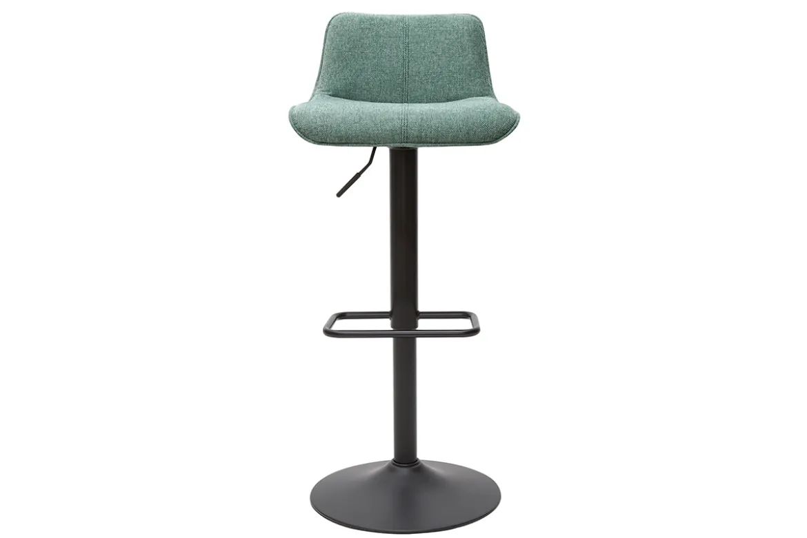 Tabourets de bar réglables en tissu effet velours texturé vert céladon et métal (lot de 2) BOOST
