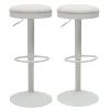 Tabourets de bar réglables en tissu chenille écru et métal (lot de 2) THOR