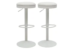 Tabourets de bar réglables en tissu chenille écru et métal (lot de 2) THOR