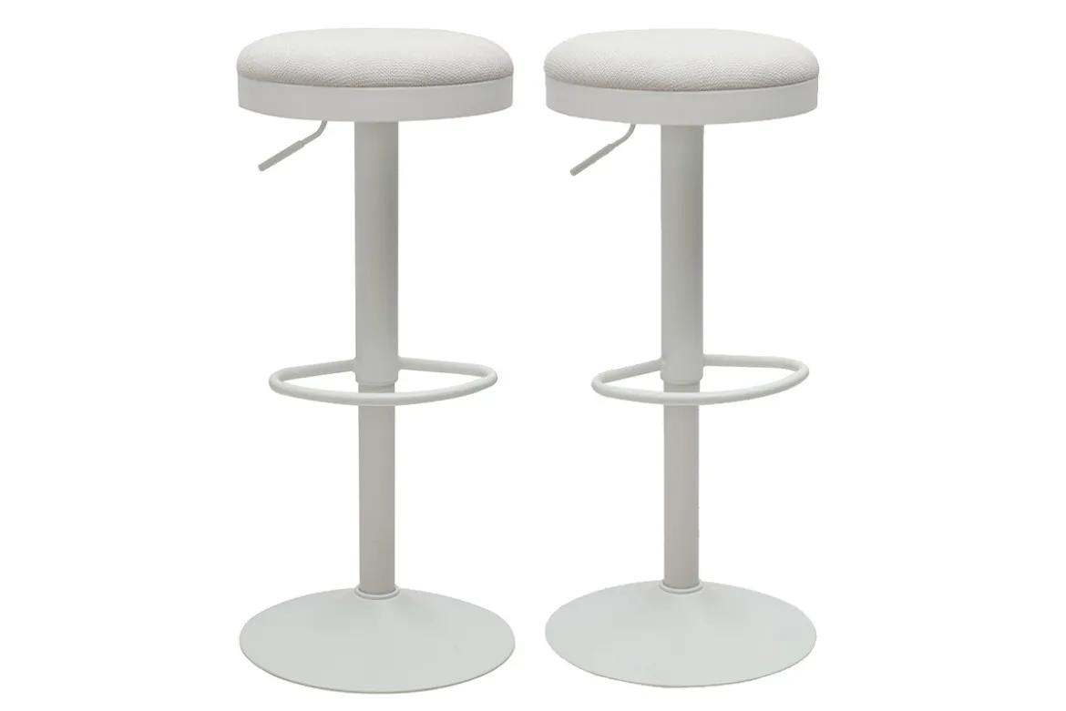 Tabourets de bar réglables en tissu chenille écru et métal (lot de 2) THOR
