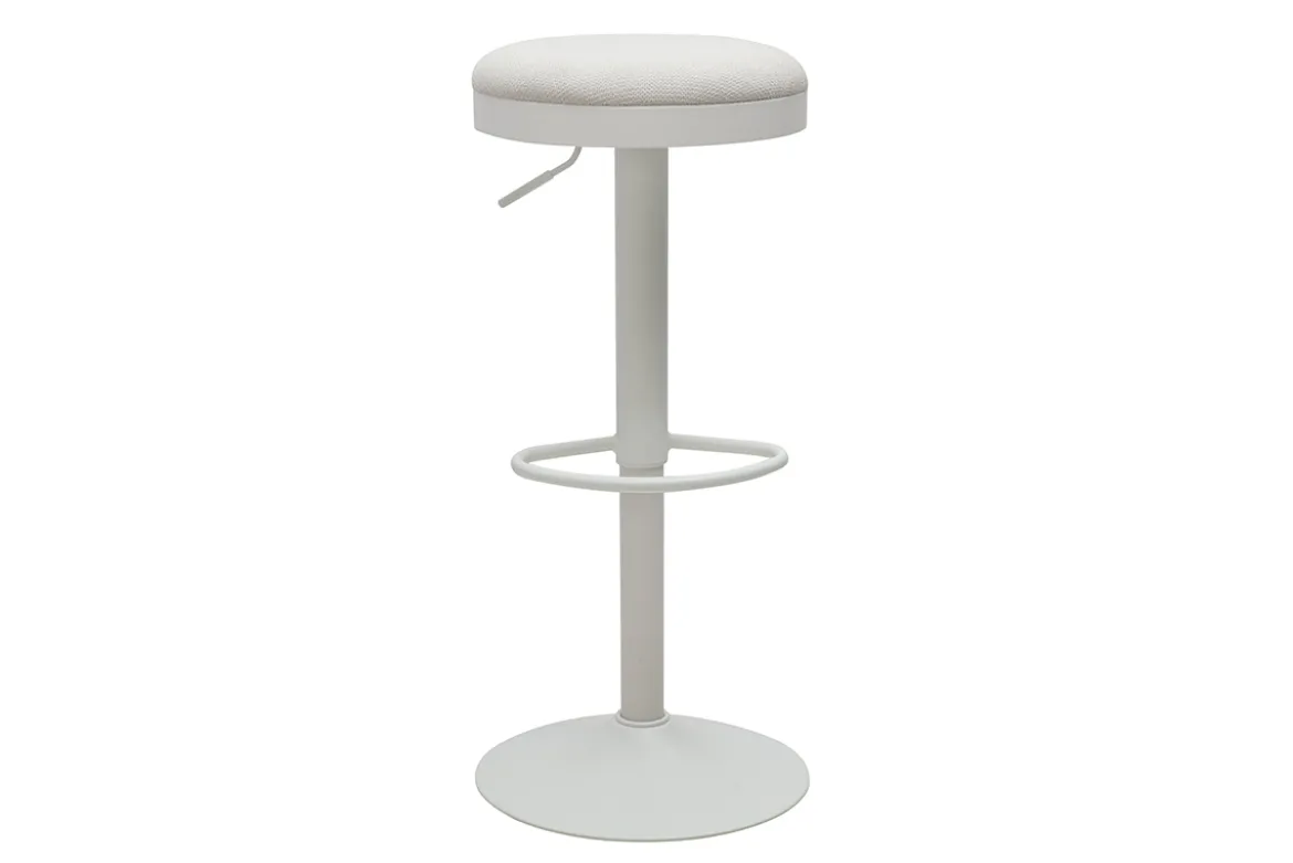 Tabourets de bar réglables en tissu chenille écru et métal (lot de 2) THOR
