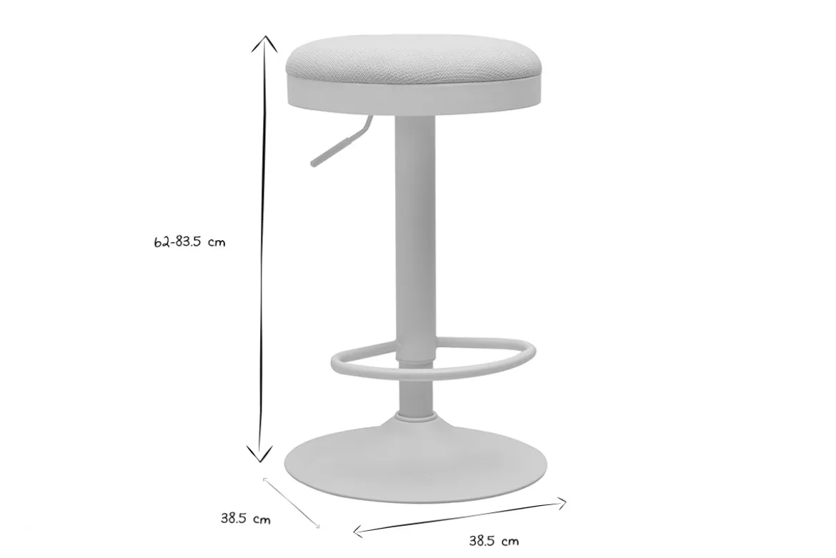 Tabourets de bar réglables en tissu chenille écru et métal (lot de 2) THOR