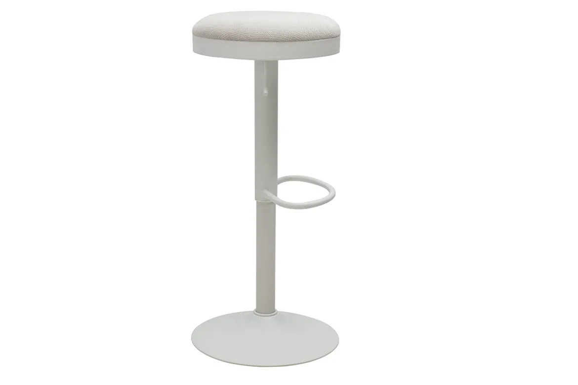 Tabourets de bar réglables en tissu chenille écru et métal (lot de 2) THOR