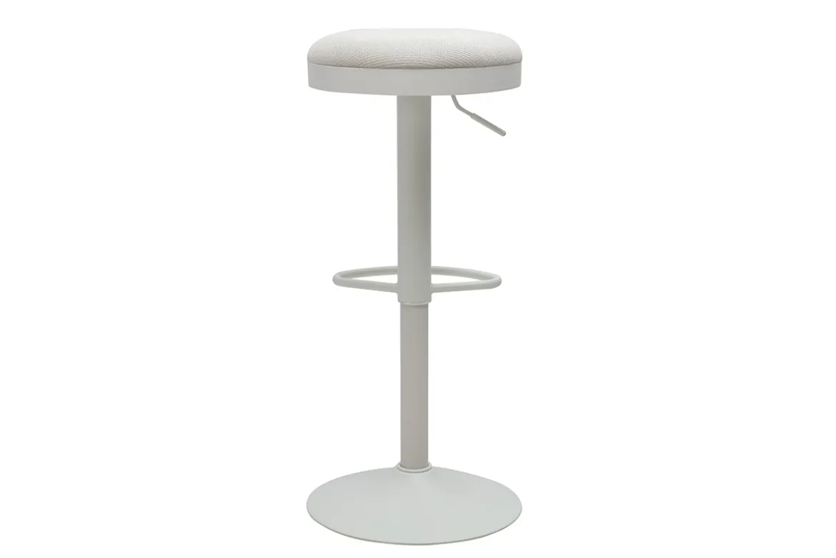 Tabourets de bar réglables en tissu chenille écru et métal (lot de 2) THOR