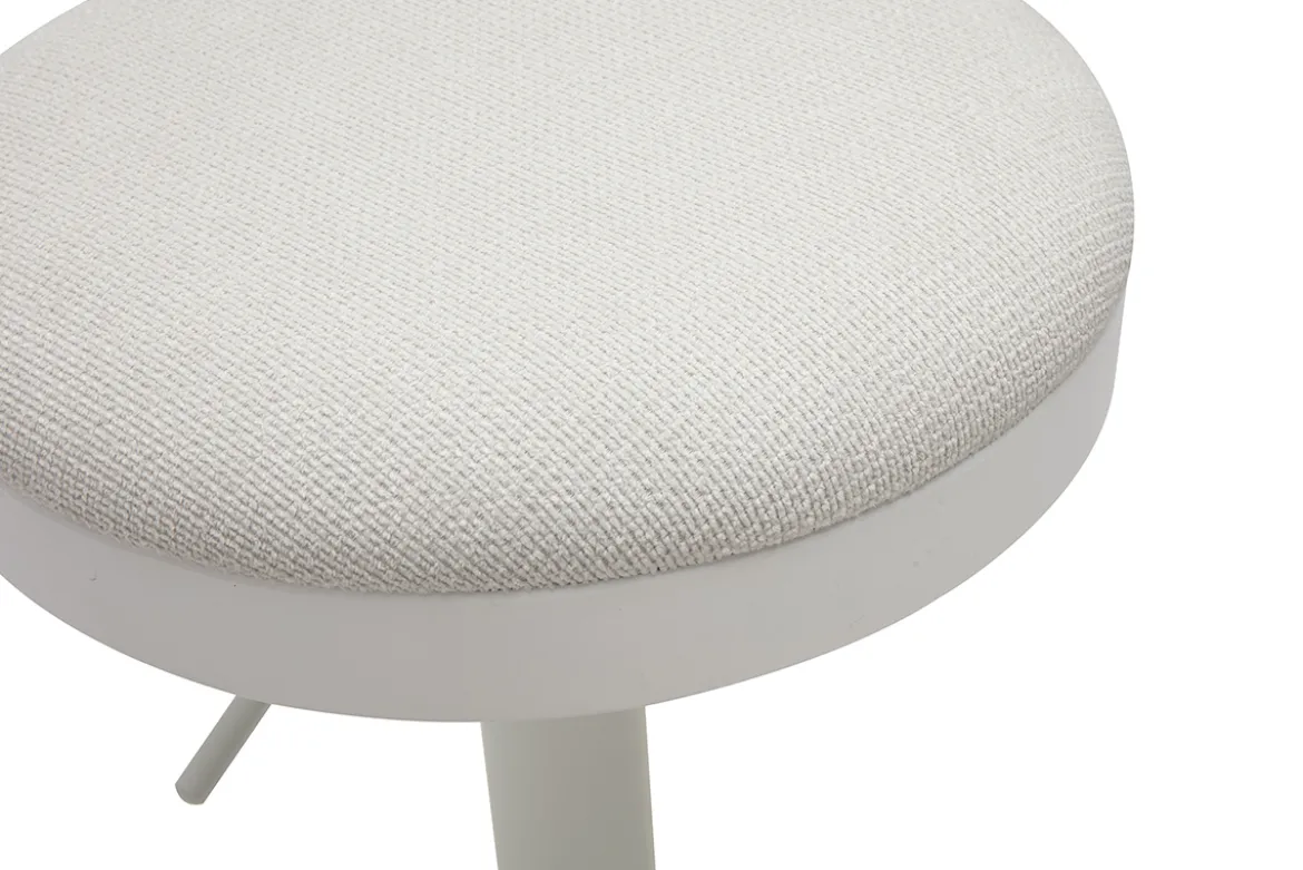 Tabourets de bar réglables en tissu chenille écru et métal (lot de 2) THOR