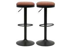 Tabourets de bar réglables en tissu chenille terre brûlée et métal (lot de 2) THOR