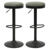 Tabourets de bar réglables en tissu chenille vert kaki et métal (lot de 2) THOR