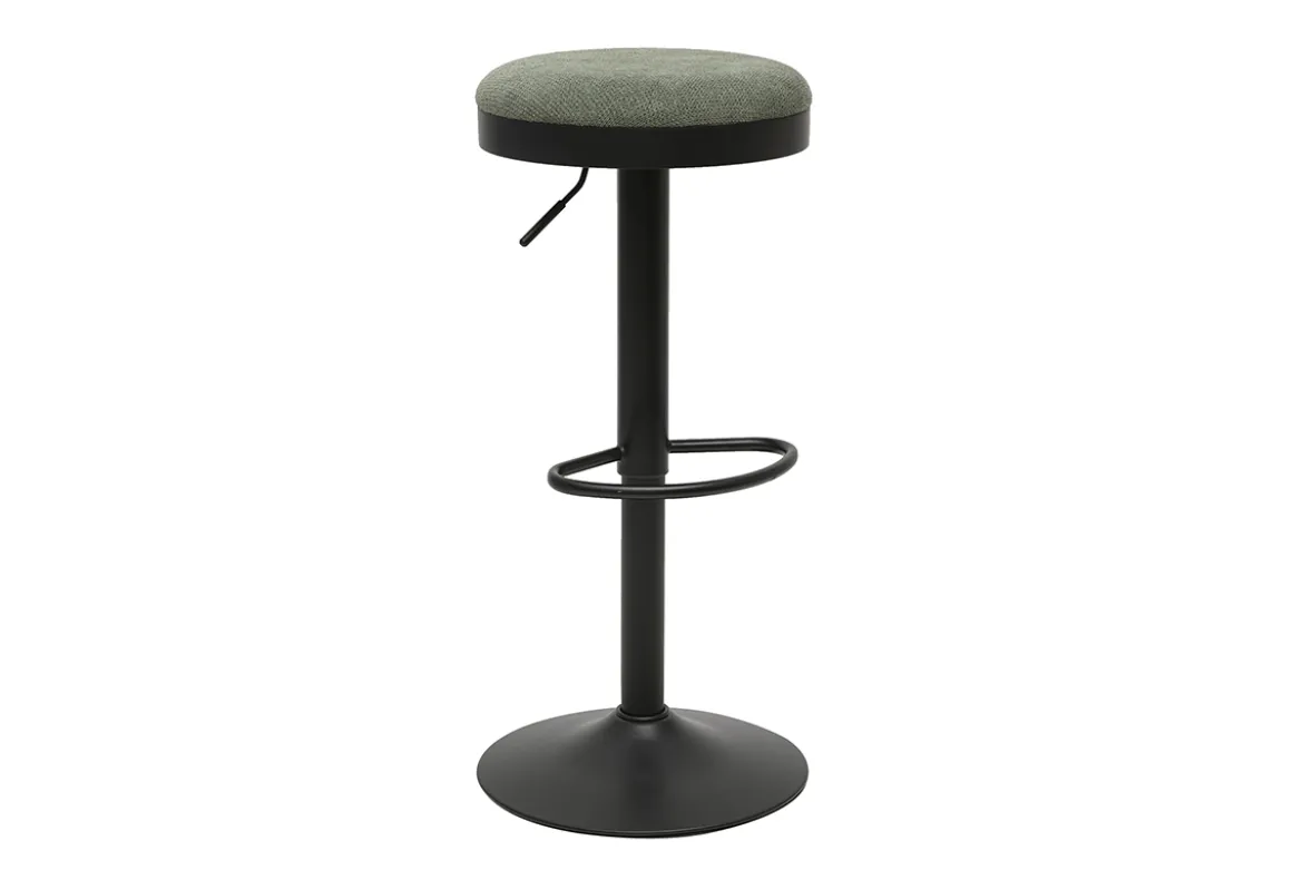 Tabourets de bar réglables en tissu chenille vert kaki et métal (lot de 2) THOR