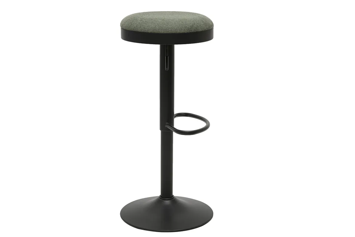 Tabourets de bar réglables en tissu chenille vert kaki et métal (lot de 2) THOR
