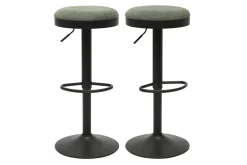Tabourets de bar réglables en tissu chenille vert kaki et métal (lot de 2) THOR