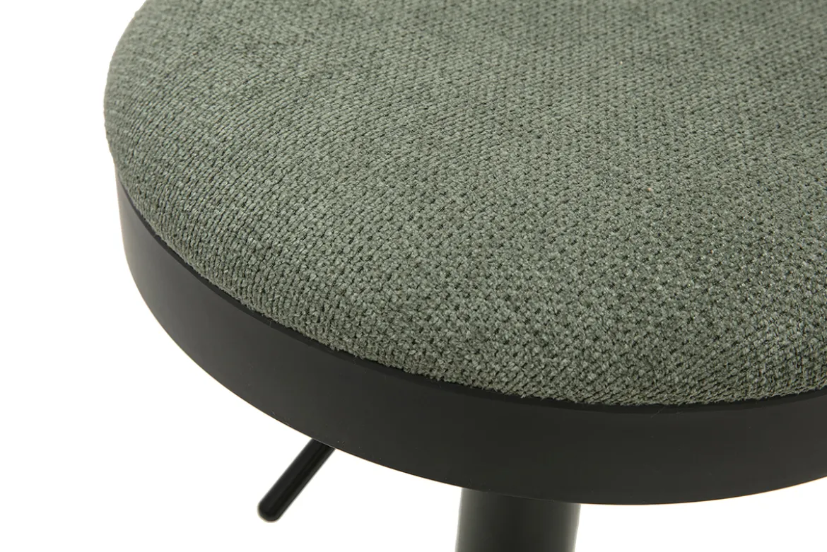 Tabourets de bar réglables en tissu chenille vert kaki et métal (lot de 2) THOR