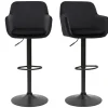 Tabourets de bar réglables en velours noir et métal (lot de 2) AMIKA