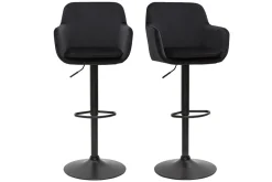 Tabourets de bar réglables en velours noir et métal (lot de 2) AMIKA