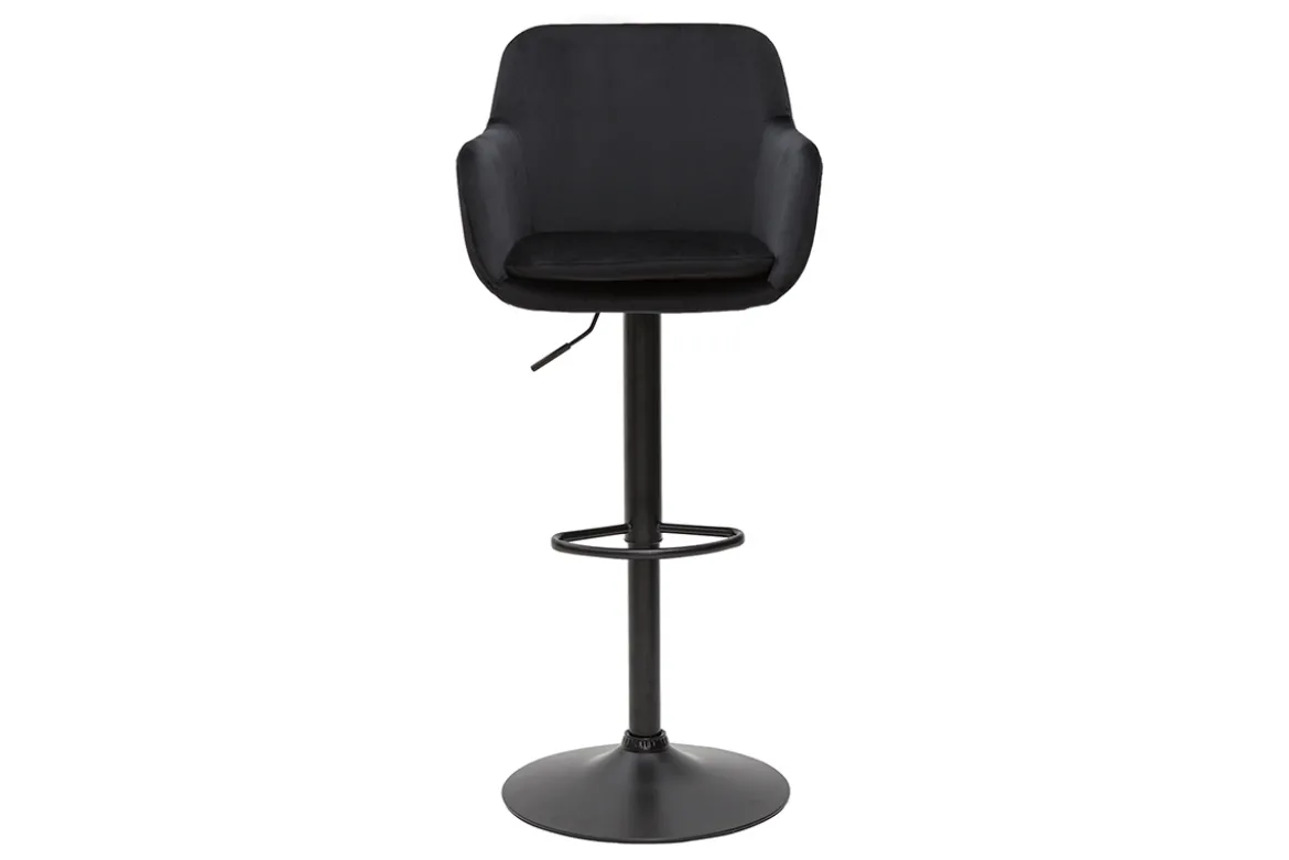 Tabourets de bar réglables en velours noir et métal (lot de 2) AMIKA