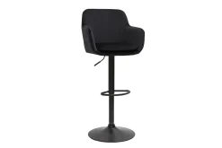 Tabourets de bar réglables en velours noir et métal (lot de 2) AMIKA