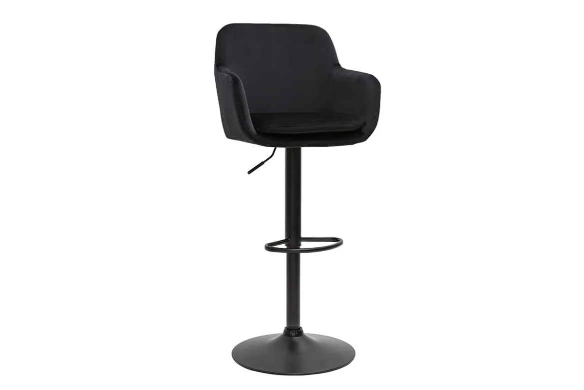 Tabourets de bar réglables en velours noir et métal (lot de 2) AMIKA