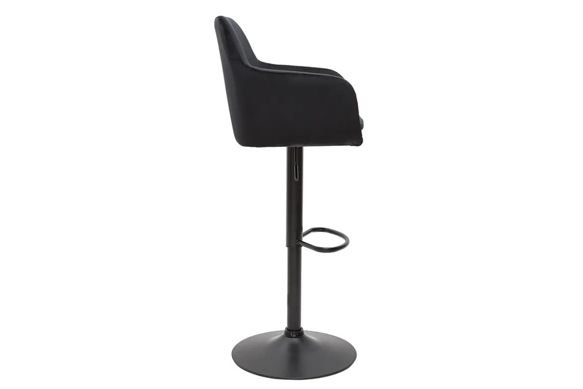 Tabourets de bar réglables en velours noir et métal (lot de 2) AMIKA