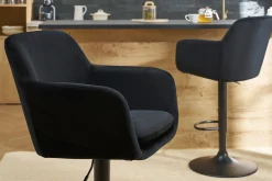 Tabourets de bar réglables en velours noir et métal (lot de 2) AMIKA