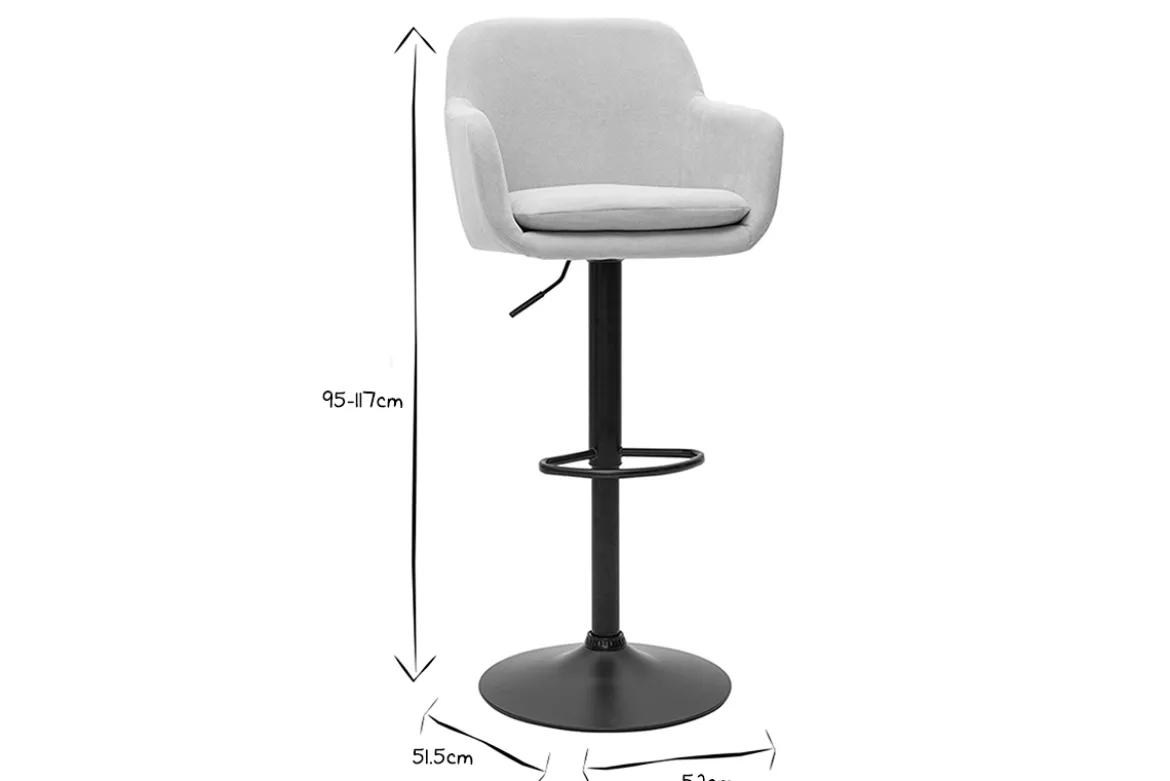 Tabourets de bar réglables en velours noir et métal (lot de 2) AMIKA