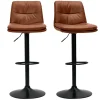 Tabourets de bar réglables marrons et métal noir (lot de 2) ZUCK