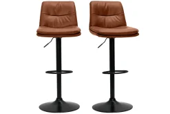 Tabourets de bar réglables marrons et métal noir (lot de 2) ZUCK
