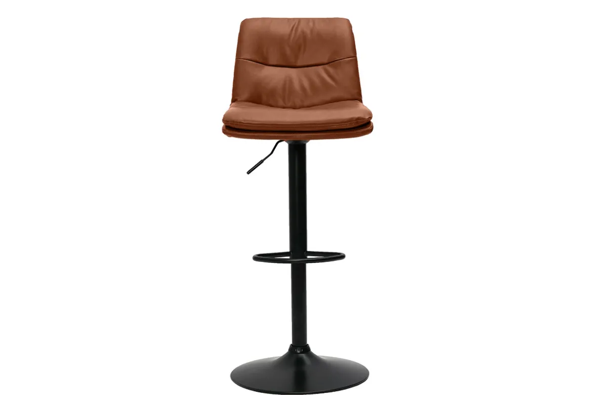 Tabourets de bar réglables marrons et métal noir (lot de 2) ZUCK