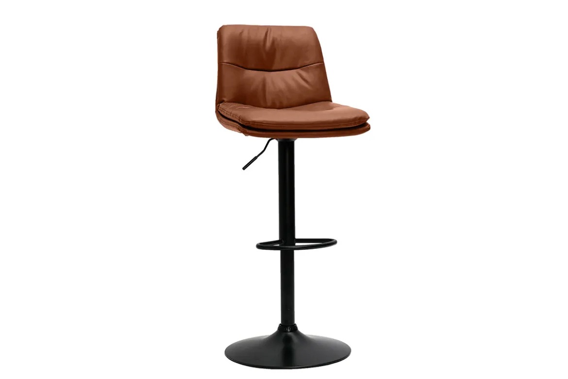 Tabourets de bar réglables marrons et métal noir (lot de 2) ZUCK