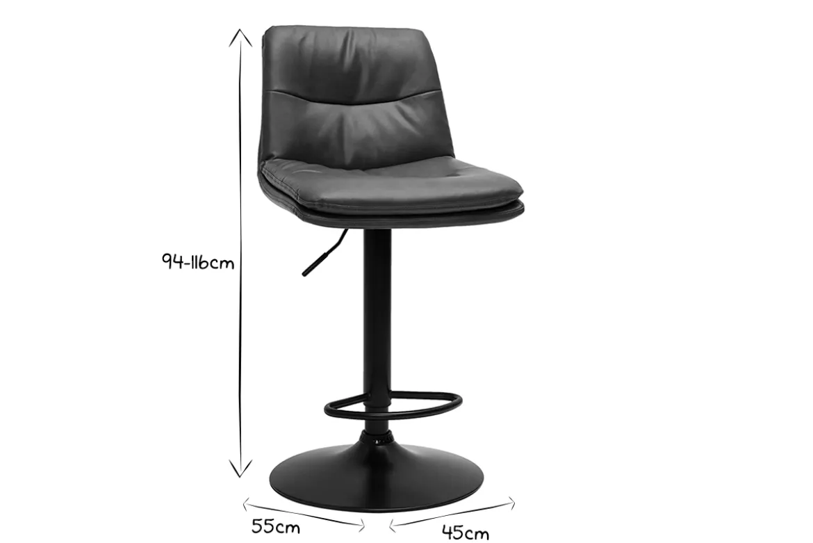 Tabourets de bar réglables marrons et métal noir (lot de 2) ZUCK