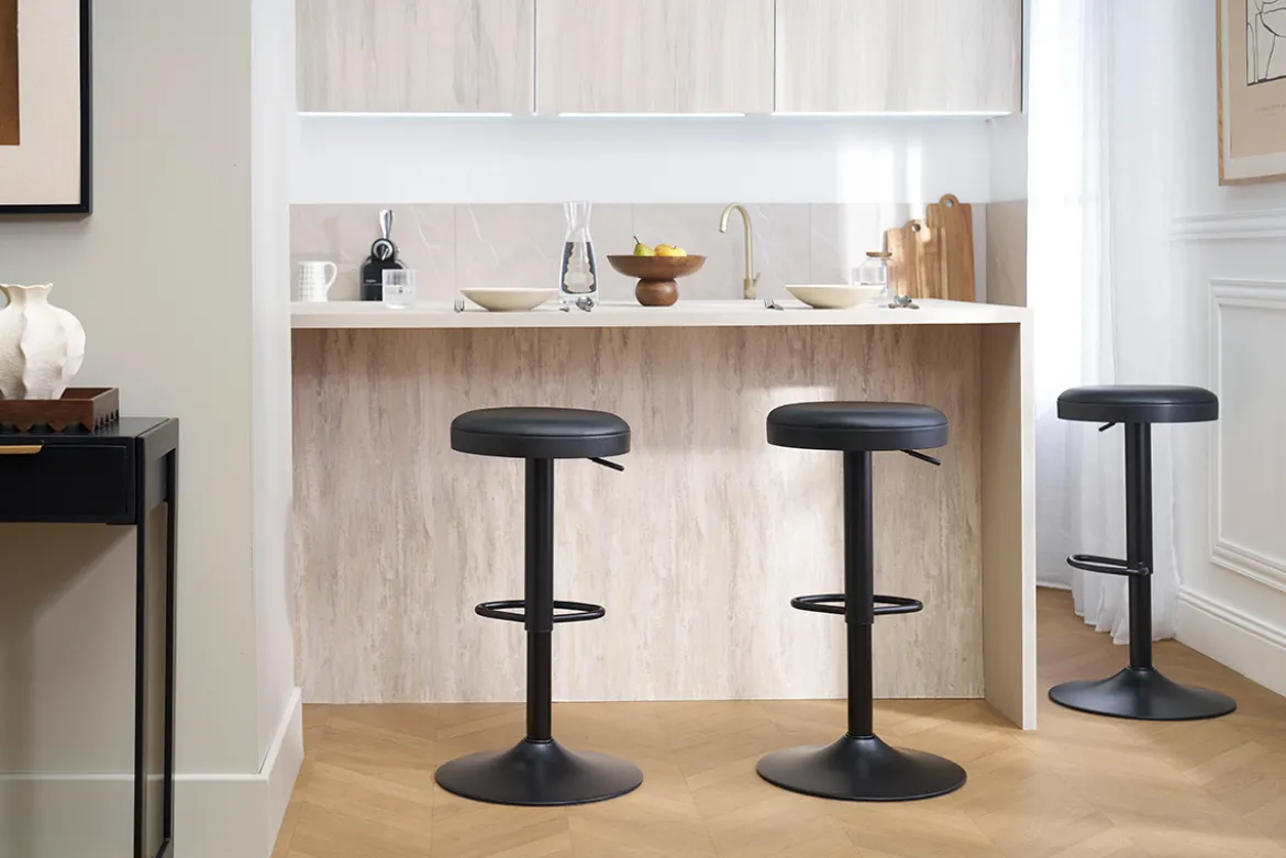 Tabourets de bar réglables noirs (lot de 2) BYRON