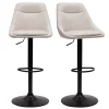 Tabourets de bar réglables pivotants 360° en tissu effet velours texturé beige et métal (lot de 2) ALESS