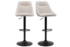 Tabourets de bar réglables pivotants 360° en tissu effet velours texturé beige et métal (lot de 2) ALESS
