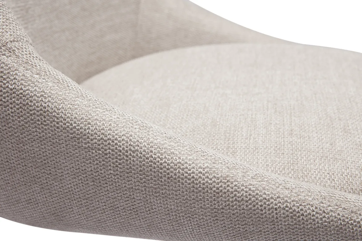 Tabourets de bar réglables pivotants 360° en tissu effet velours texturé beige et métal (lot de 2) ALESS