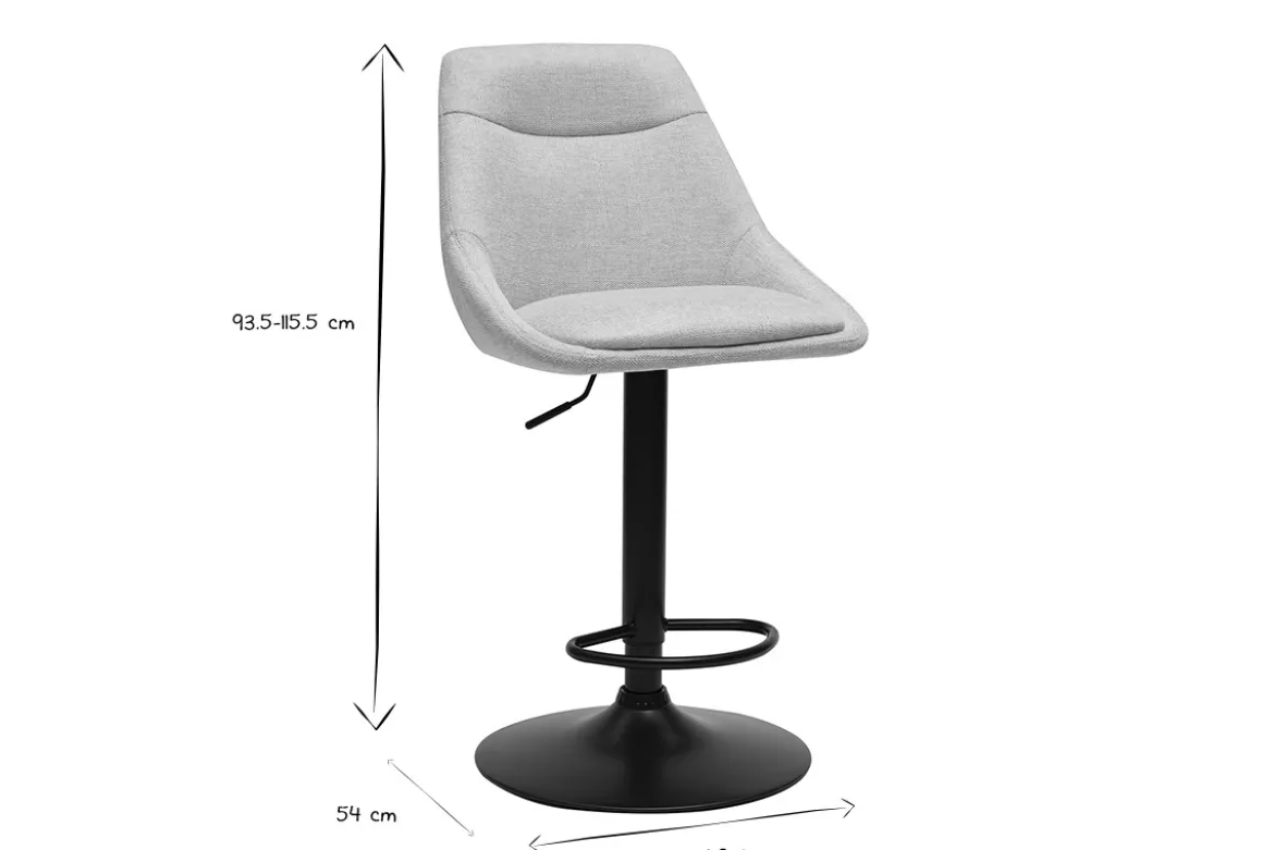 Tabourets de bar réglables pivotants 360° en tissu effet velours texturé beige et métal (lot de 2) ALESS