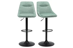 Tabourets de bar réglables pivotants 360° en tissu effet velours texturé vert céladon et métal (lot de 2) ALESS
