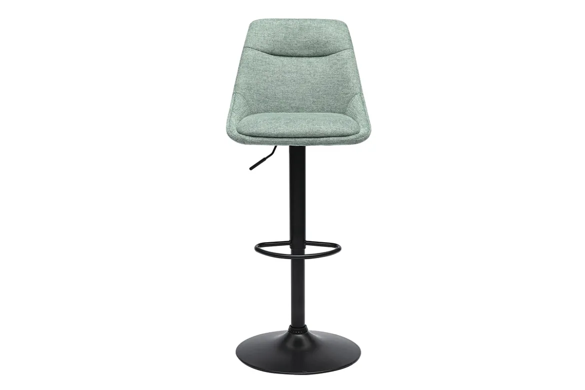 Tabourets de bar réglables pivotants 360° en tissu effet velours texturé vert céladon et métal (lot de 2) ALESS