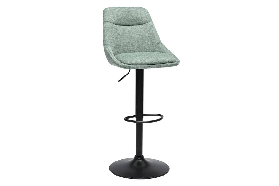Tabourets de bar réglables pivotants 360° en tissu effet velours texturé vert céladon et métal (lot de 2) ALESS