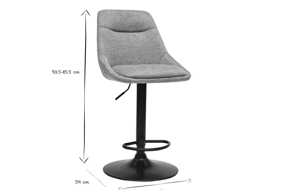 Tabourets de bar réglables pivotants 360° en tissu effet velours texturé vert céladon et métal (lot de 2) ALESS