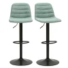Tabourets de bar réglables pivotants 360° en tissu effet velours texturé céladon et métal (lot de 2) SAURY