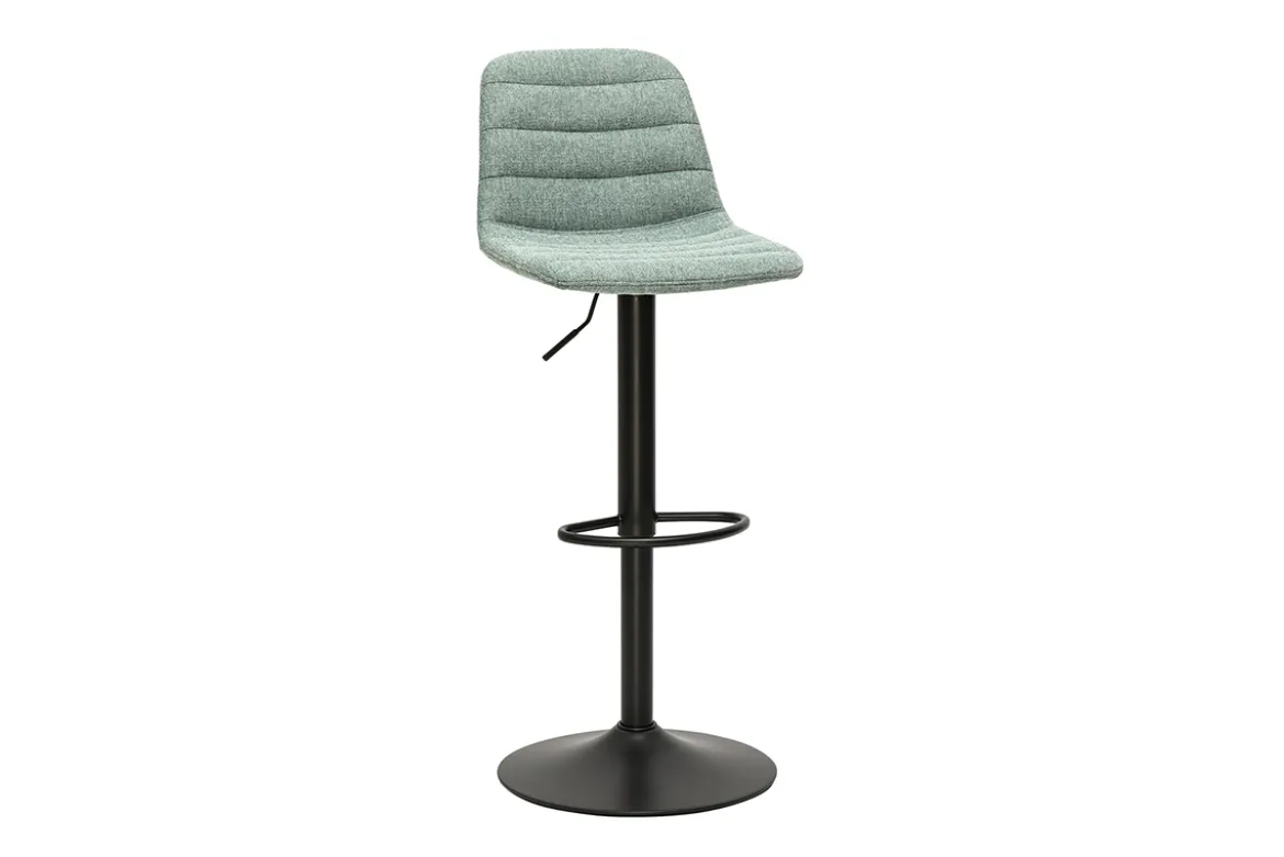 Tabourets de bar réglables pivotants 360° en tissu effet velours texturé céladon et métal (lot de 2) SAURY