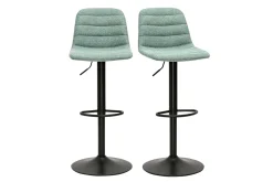 Tabourets de bar réglables pivotants 360° en tissu effet velours texturé céladon et métal (lot de 2) SAURY