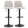 Tabourets de bar réglables pivotants 360° en tissu effet velours texturé beige et métal (lot de 2) SAURY