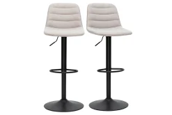 Tabourets de bar réglables pivotants 360° en tissu effet velours texturé beige et métal (lot de 2) SAURY